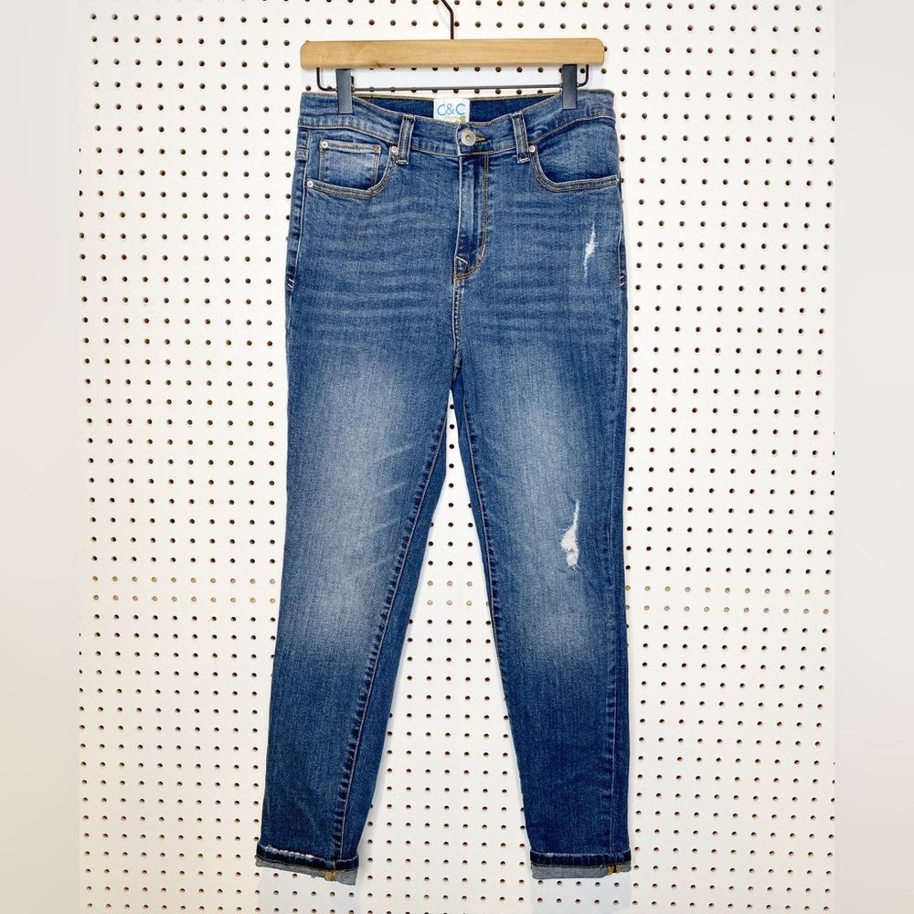 C&C California | High Rise Skinny Crop Jeans Distressed Medium Blue Wash Sz.6/28